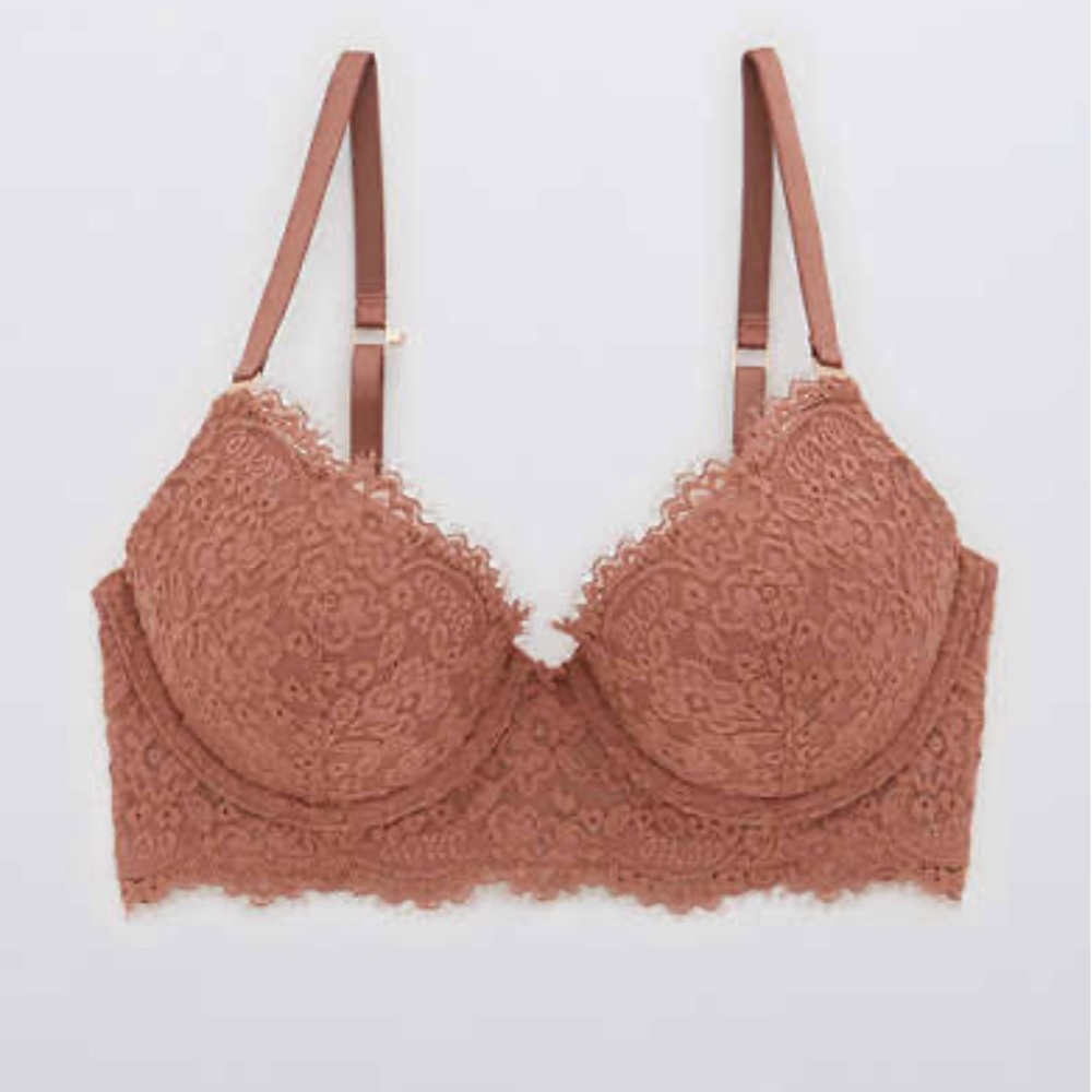 NWT Aerie Real Power Plunge Push Up Eyelash Lace Bra 36C